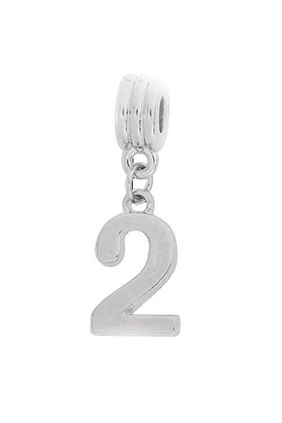 Number 2 Dangle Charm Bead for European Snake chain Charm Bracelet for Snake Chain Bracelet