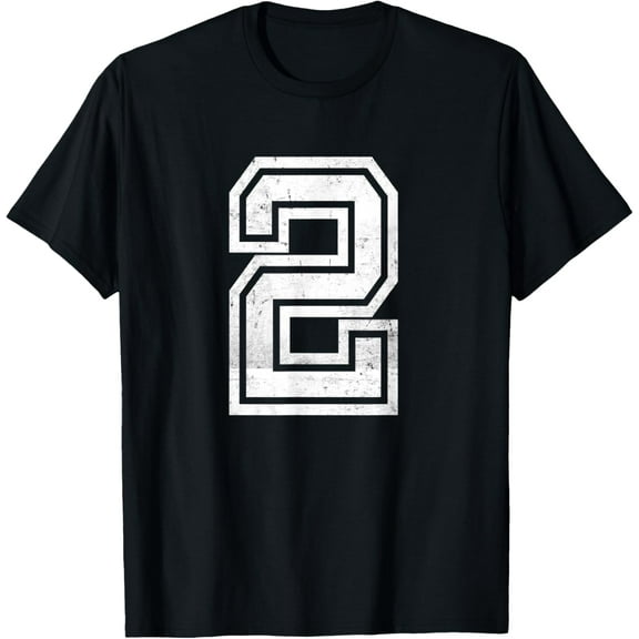 Number #2 Two Sport Distressed Varsity Number T-Shirt