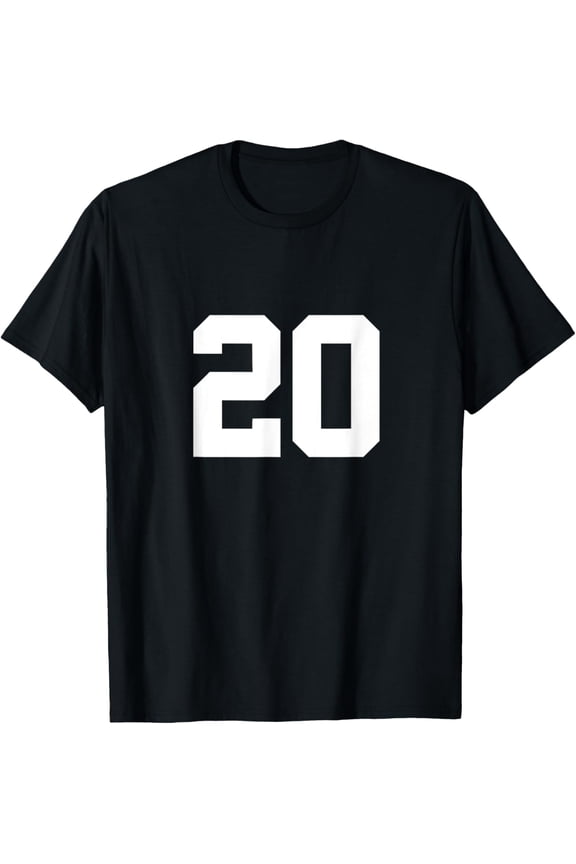 Number 20 Front & Back Numbers Sports Team Jersey Birthday T-Shirt