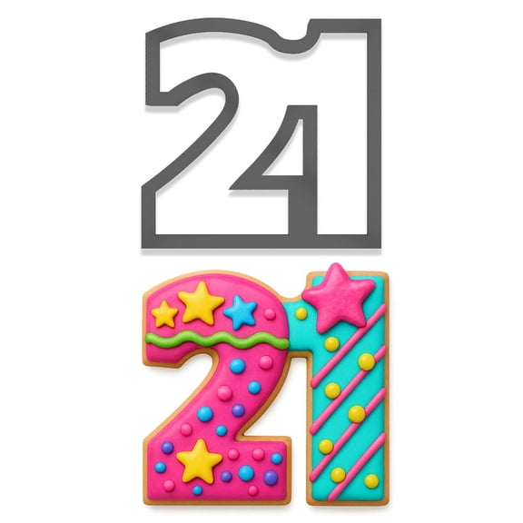 Number 21 Cookie Cutter - 3.3x3.2 Inches, Perfect for 21st Birthday Celebrations & Milestone Events (Random Color)