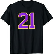 Number #21 Sports Jersey Yellow Purple Favorite Lucky Number T-Shirt