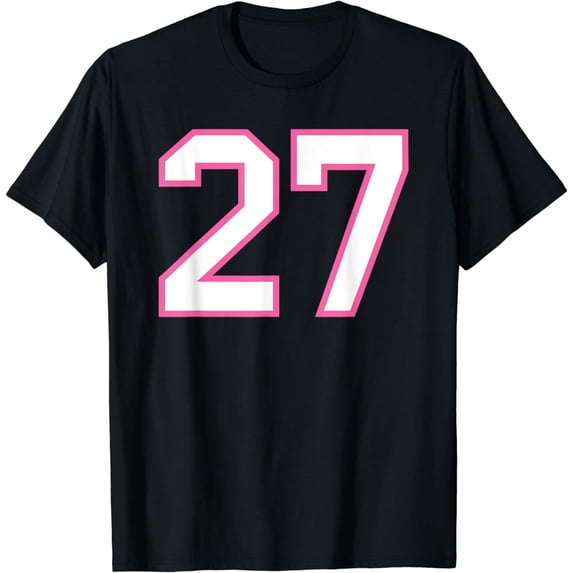 Number #27 Pink Varsity Number T-Shirt