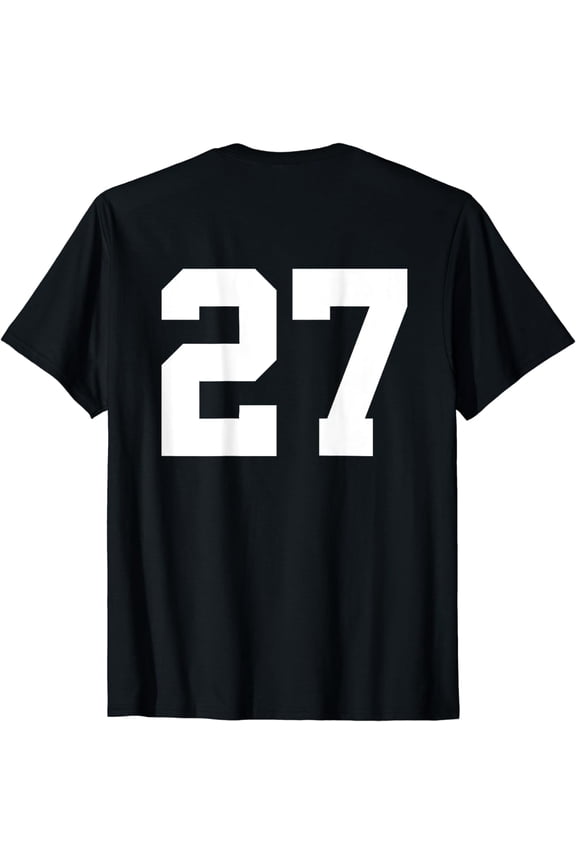 Number 27 Print On Back Only Cotton Team Jersey T-Shirt