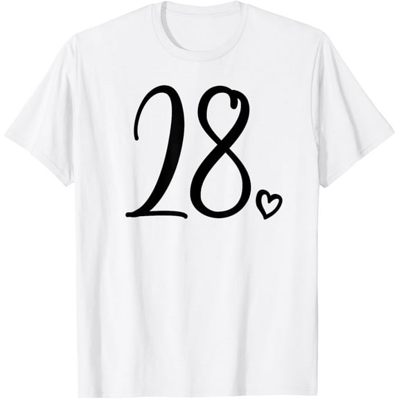 Number 28 Twenty-Eight, For Women 28 Years Old 28th Birthday T-ShirtMen and women, White T-shirt, size: Extra large