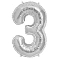 thumbnail image 1 of Number 3 Balloon, 32.5", Silver, 1 of 1