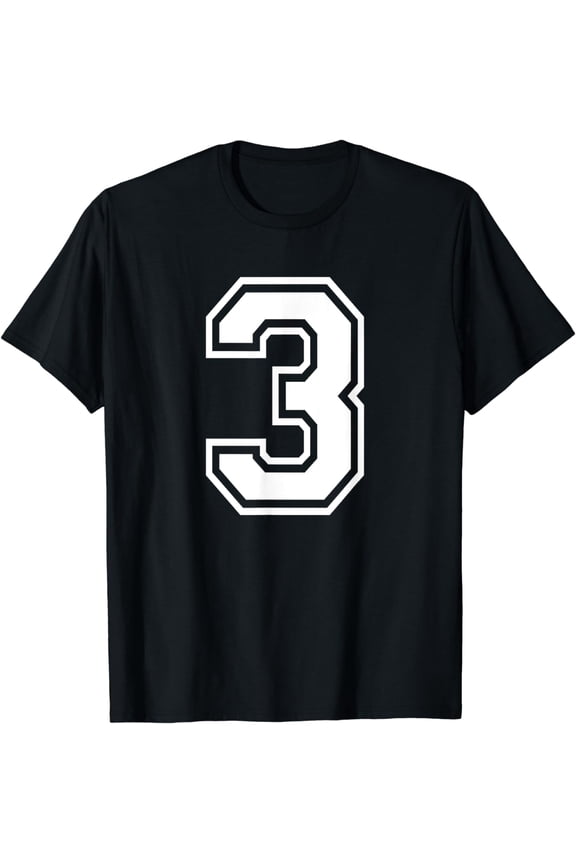 Number 3 Birthday Sports Player Team Numbered Jersey T-Shirt