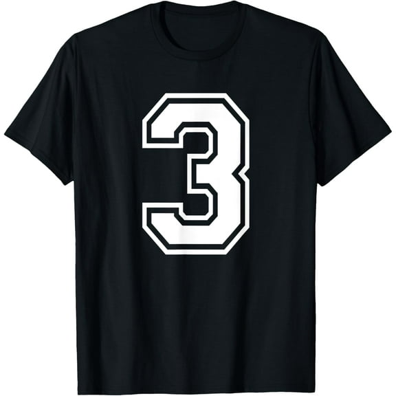 Number 3 Birthday Sports Player Team Numbered Jersey T-Shirt