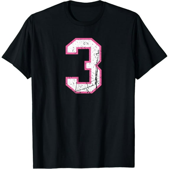 Number #3 Pink Vintage Varsity Number T-Shirt