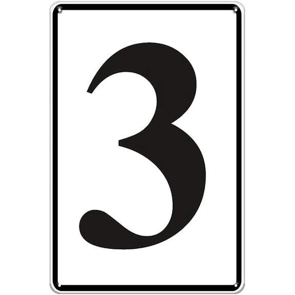 Number 3 Sign - 12 x 8 inch Metal Letters for Outdoor Signs, Metal Number Sign for Parking Lots and Outside, Tennis Court and Public Spaces, Weatherproof and Easy to Install