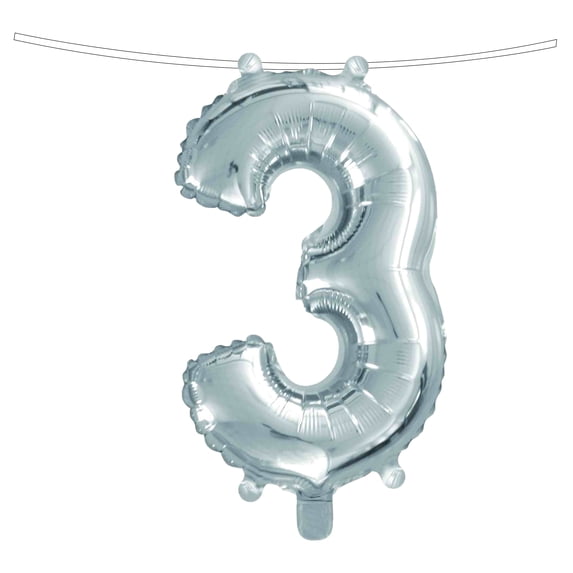 Number 3 Silver Mylar Balloon