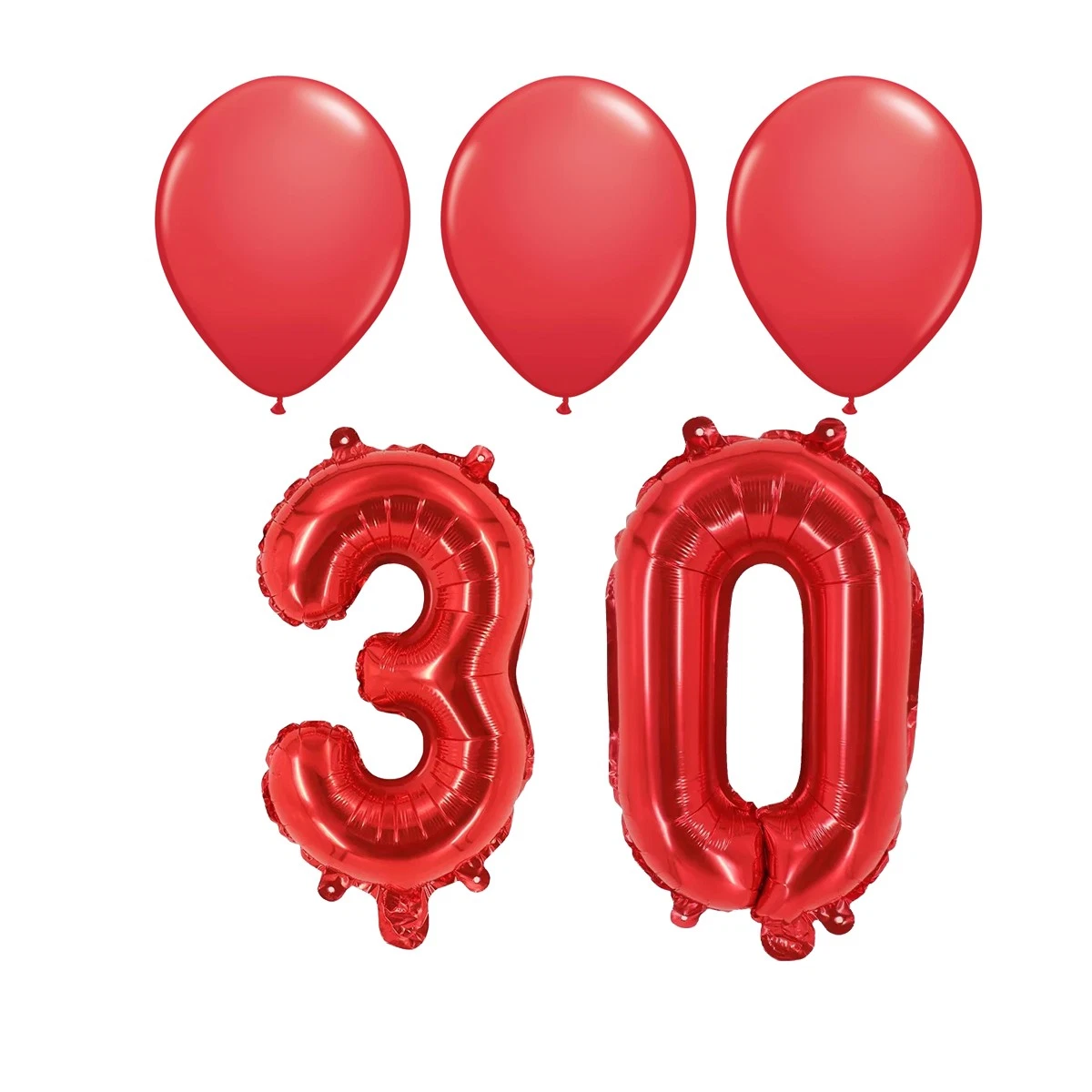 Number 30 Red Balloon 32 Inch Foil Mylar Birthday Milestone 3 Red Latex ...