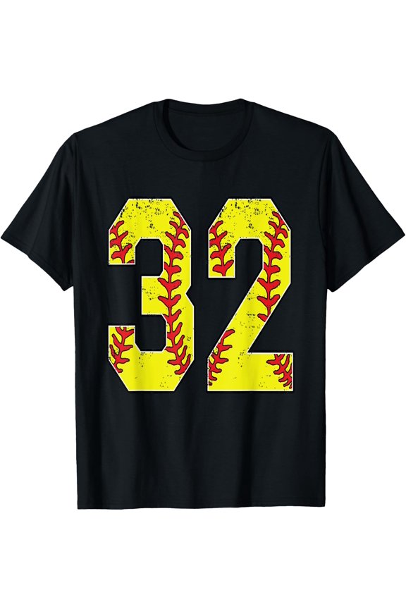 Number #32 Softball 32 Jersey Number Softball Lover T-Shirt Size S-5XL