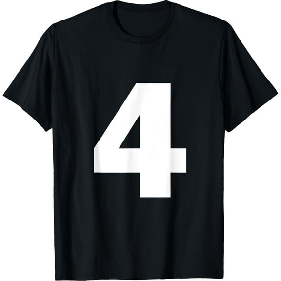 Number 4 Big Bold White Four Numeral Group T-Shirt