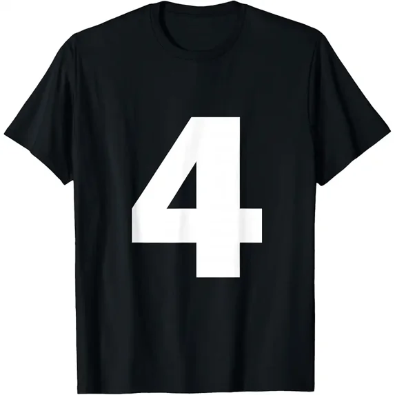 Number 4 Big Bold White Four Numeral Group T-Shirt