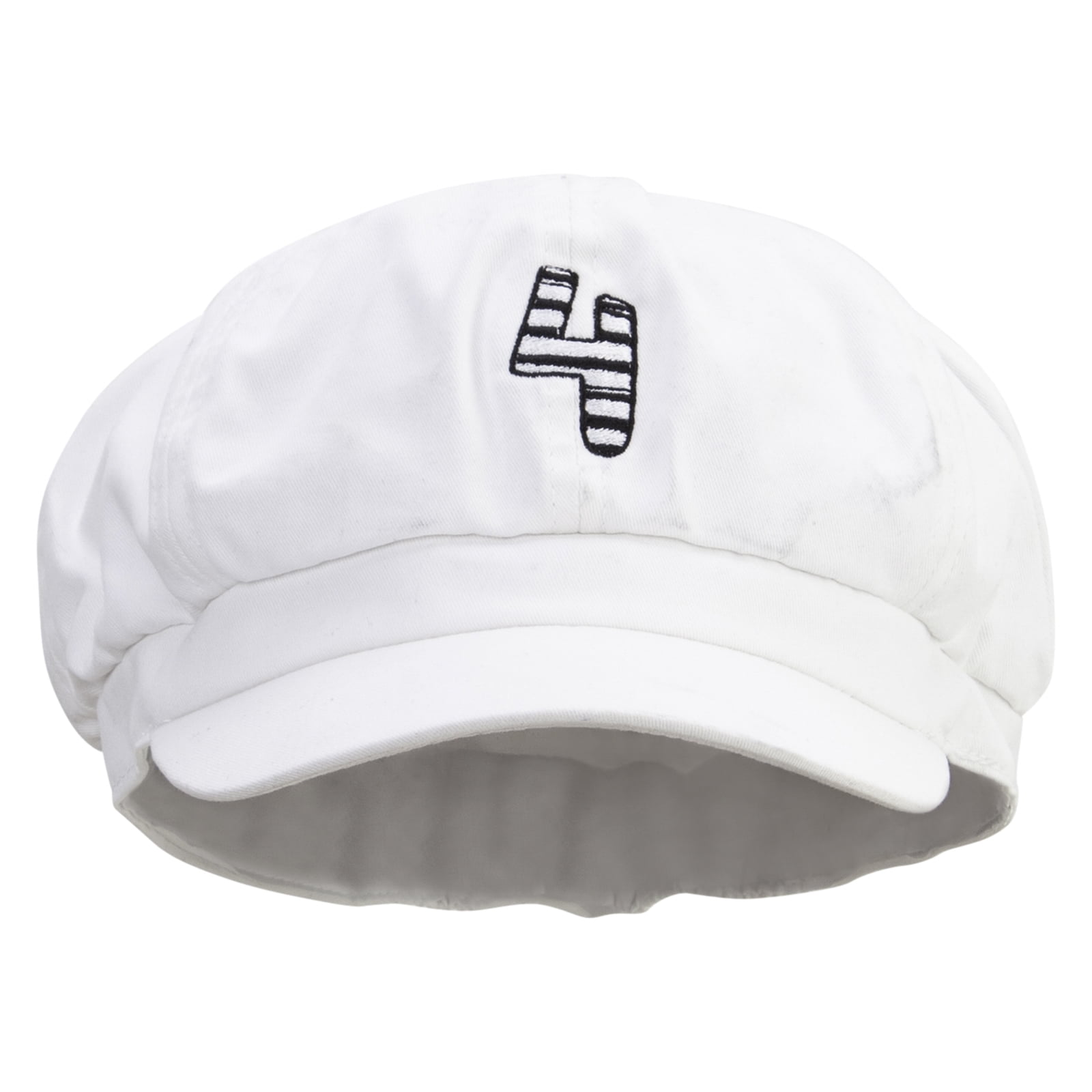 Number 4 Embroidered Cotton Elastic Big Size Newsboy Cap - White XL-2XL ...