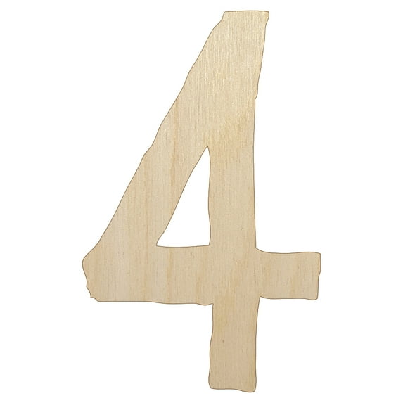Number 4 Four Cute Typewriter Font Wood Shape Unfinished Piece Cutout Craft DIY Projects - 4.70 Inch Size - 1/8 Inch Thick