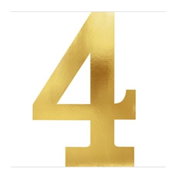 Number 4 Gold Metallic Cutout 6pcs 9” Tall