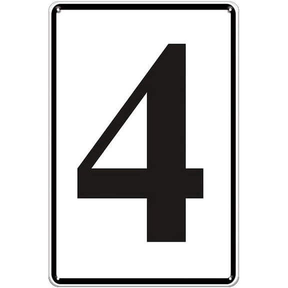 Number 4 Sign - 12 x 8 inch Metal Letters for Outdoor Signs, Metal Number Sign for Parking Lots and Outside, Tennis Court and Public Spaces, Weatherproof and Easy to Install