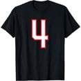 thumbnail image 1 of Number #4 White Red Varsity Number T-Shirt, 1 of 3