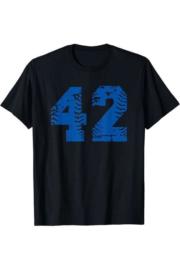 Number 42 Baseball Jersey Blue Vintage Lucky Number Sport T-Shirt