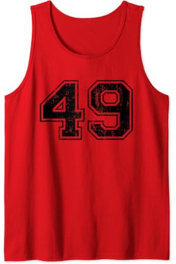 Number 49 Varsity Distressed Vintage Sport Team Players Fan Tank Top Size S-3XL