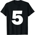 thumbnail image 1 of Number 5 Big Bold White Numeral Group T-Shirt, 1 of 6