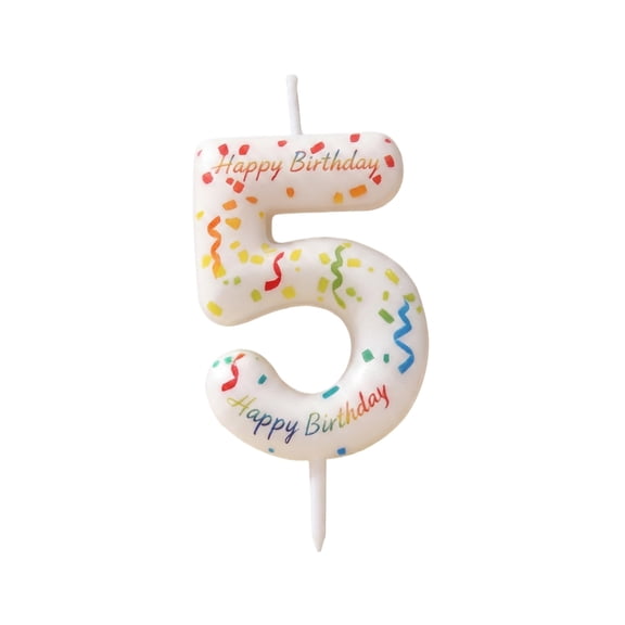 Number 5 Birthday Candles with Ribbon Design, Colorful Decorative Cake Candles for Birthday Party Celebrations