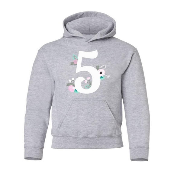 Number 5 With Flowers Hoodie Juniors -Image by Shutterstock,  x-Large