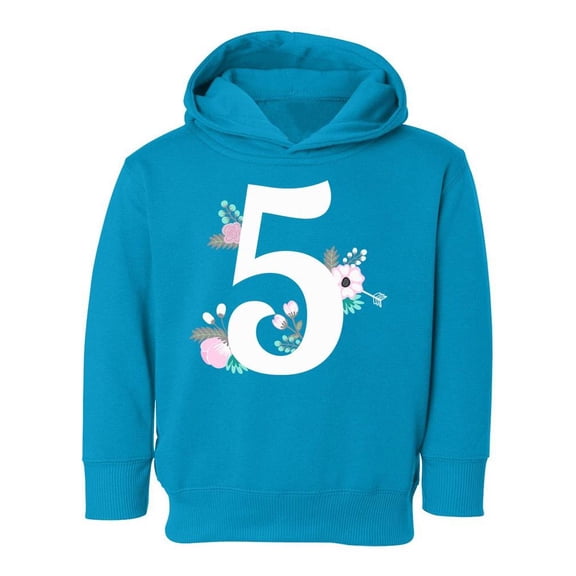 Number 5 With Flowers Hoodie Toddler -Image by Shutterstock, 5 Toddler