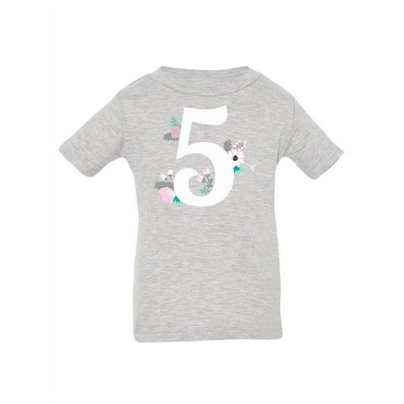 Number 5 With Flowers T-Shirt Infant -Image by Shutterstock, 12 Months