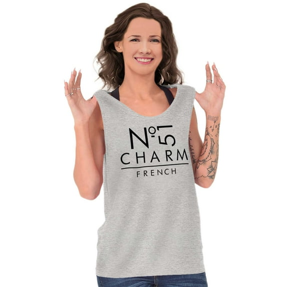 Number 51 Charm French Stylish Tank Top Tee Shirt Women Brisco Brands L
