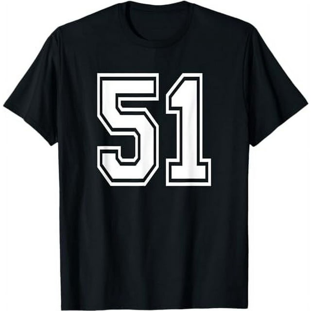 Number 51 Numbered Uniform Sports Jersey Team 51st Birthday T-Shirt ...