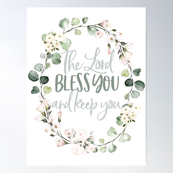 Number 6:24 The Lord Bless You And Keep You - Christian Wreath Design Poster Wall Art, Modern Wall Decor For Living Room Bedroom, 8x12 UNFRAMED