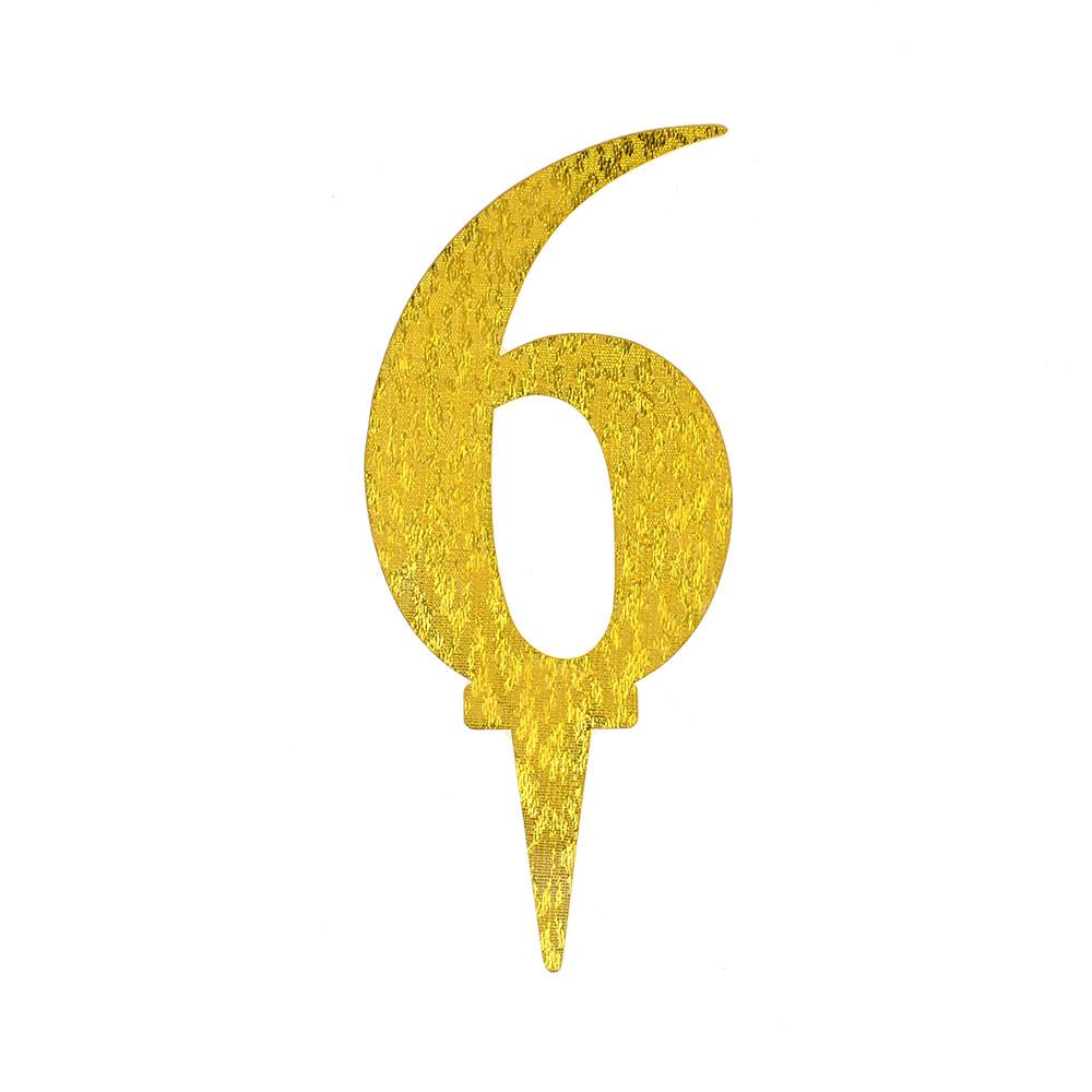 Number 6 Acrylic Cake Topper, Gold, 6-1/2-Inch - Walmart.com