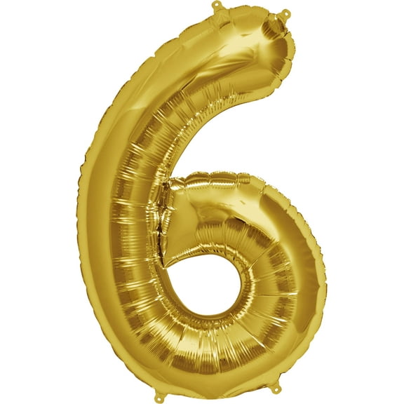 Number 6 Balloon, 32.5", Gold