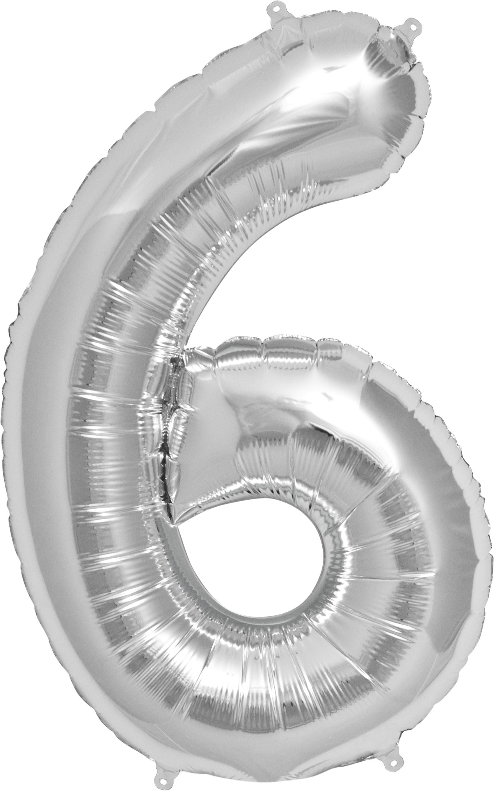 Number 6 Balloon, 32.5", Silver