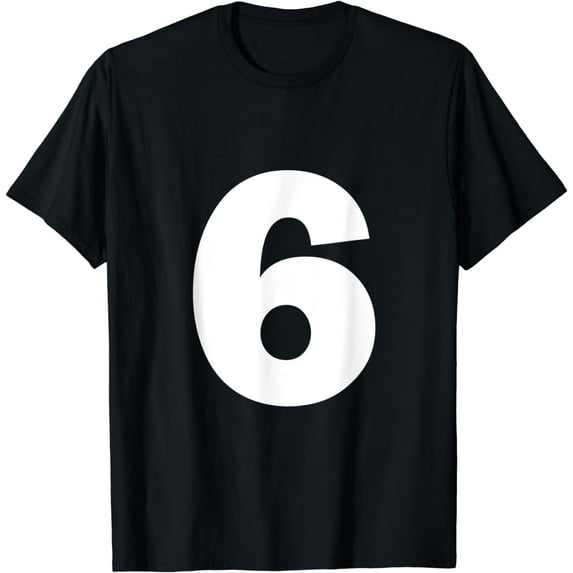 Number 6 Big Bold White Six Numeral Group T-Shirt