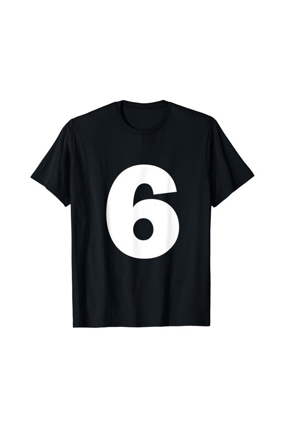 Number 6 Big Bold White Six Numeral Group T-Shirt