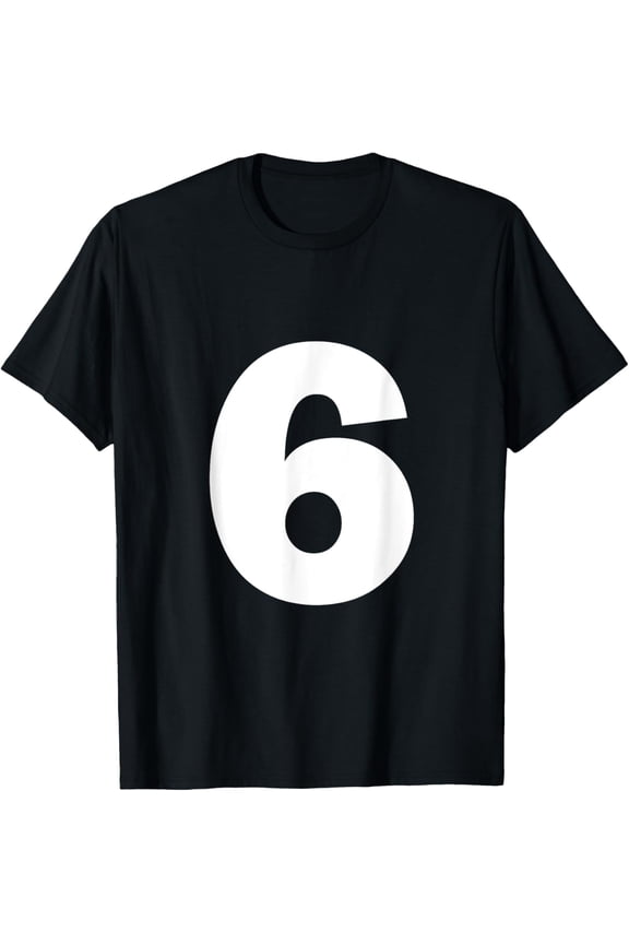 Number 6 Big Bold White Six Numeral Group T-Shirt
