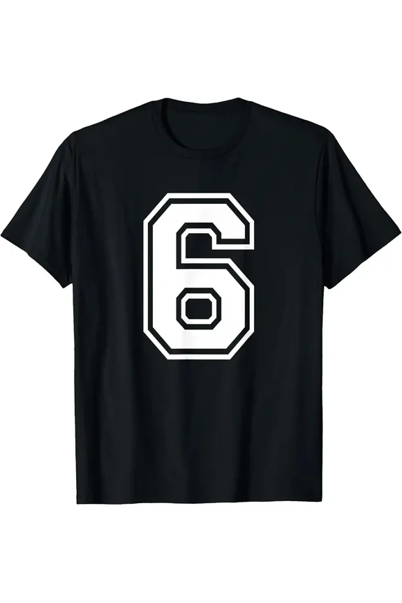 Number 6 Birthday Numbered Uniform Sports Jersey Team T-Shirt