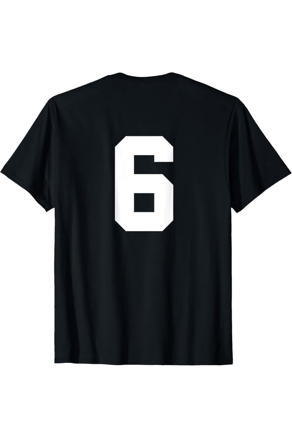 Number 6 Print On Back Only Cotton Team Jersey T-Shirt