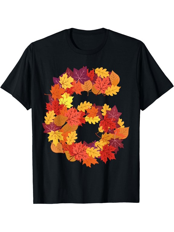 Number 6 Six Thanksgiving Fall Happy T-Shirt