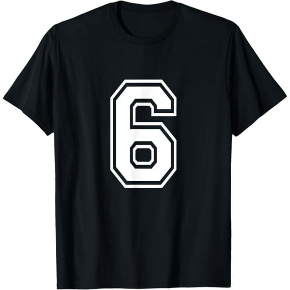 Number 6 Varsity Sports Team Jersey 6th Birthday 6 Years T-Shirt