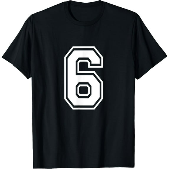 Number 6 Varsity Sports Team Jersey 6th Birthday 6 Years T-Shirt