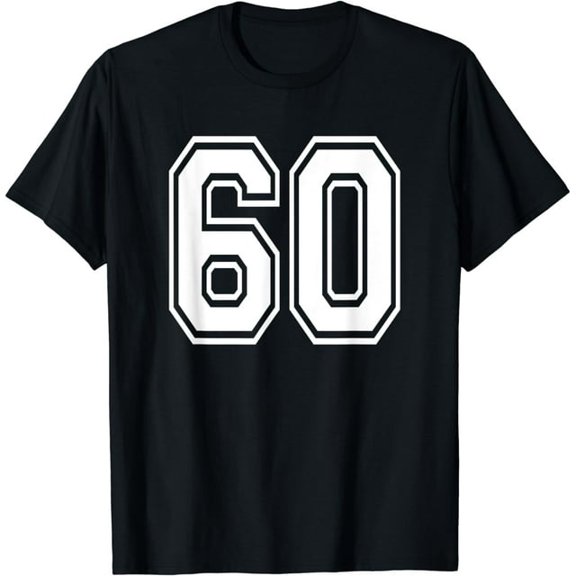 Number 60 Numbered Uniform Sports Jersey Team 60th Birthday T-Shirt ...