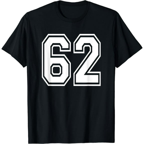 t-shirt Number 62 Numbered Uniform Sports Jersey Team 62nd Birthday T-Shirt mens，black，women，funny，men，journey，Crew Neck, Short Sleeve,printing