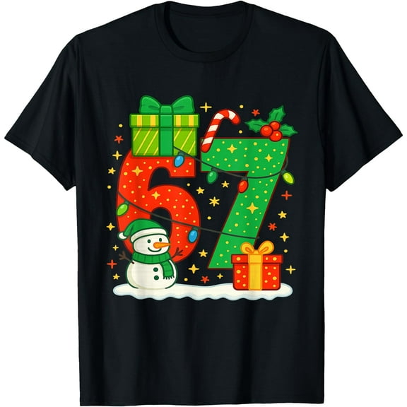 Number 67 Meme Matching Christmas Couple 67 Six Seven 6-7 T-Shirt