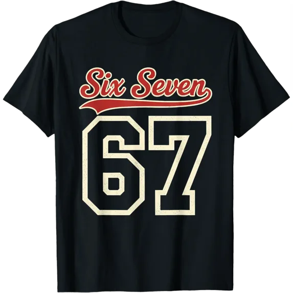 Number 67 Numbered Six Seven Baseball Jersey Style Team 67 T-Shirt Tshirt All Size S-5XL