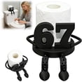 thumbnail image 1 of Number 67 Tissue Dispenser for Bathroom, Movable Joint Design, Free Standing Dispenser with Stable Base, Quick Access Roll, Storage for Table Top Desk Corner (Black * 1), 1 of 7
