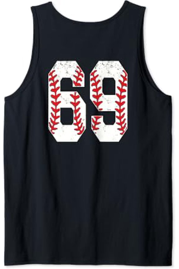 Number 69 Baseball Jersey Number 69 Print On Back Tank Top Size S-3XL